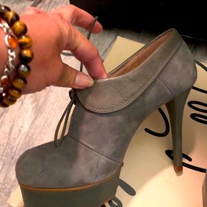 Size 6 Jeffrey Campbell Gray Suede boot Heels